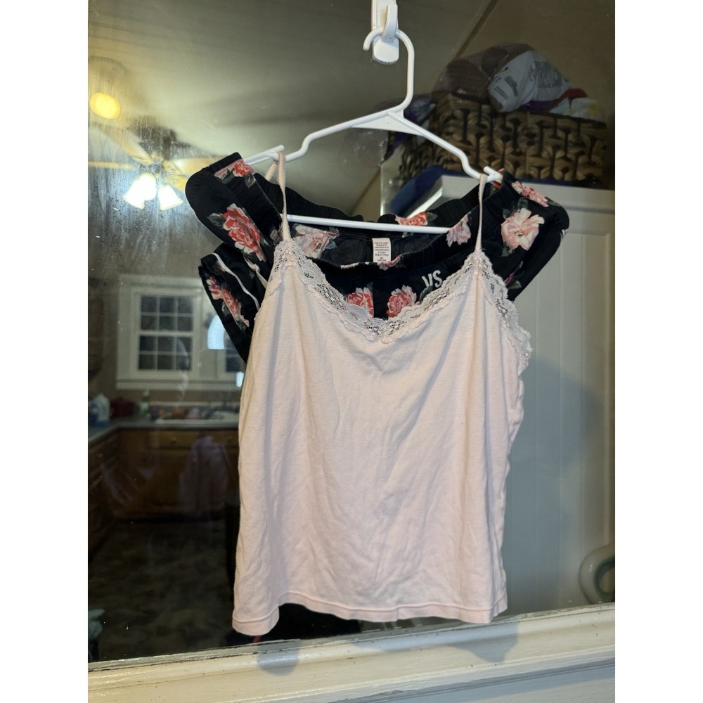 Victoria Secret Women's Pajama Lingerie Set—S Pink Cami With M Floral Shorts